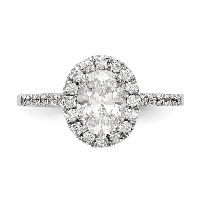 075ct CZ Solid Real 14K White Gold Oval Halo Engagement Ring Goldia Rings