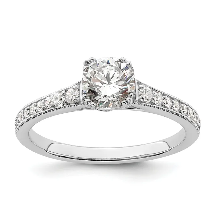 075ct CZ Solid Real 14k White Polish 34ct Round Engagement Dia Ring Goldia Rings