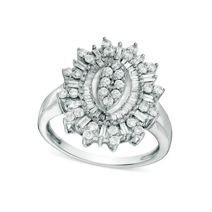 10 CT TW Composite Natural Diamond Starburst Ring in Solid 10K White Gold Goldia Rings 10 CT TW Composite Natural Diamond Starburst Ring in Solid 10K White Gold Goldia Rings