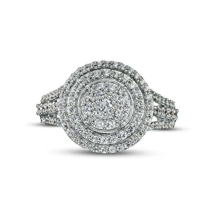 10 CT TW MultiNatural Diamond Double Frame Split Shank Ring in Solid 10K White Gold Goldia Rings 10 CT TW MultiNatural Diamond Double Frame Split Shank Ring in Solid 10K White Gold Goldia Rings