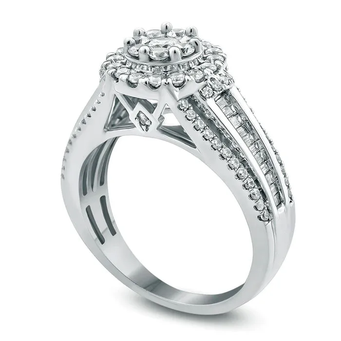 10 CT TW Natural Diamond Double Frame MultiRow Shank Engagement Ring in Solid 14K White Gold Goldia Rings 10 CT TW Natural Diamond Double Frame MultiRow Shank Engagement Ring in Solid 14K White Gold Goldia Rings