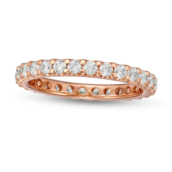 10 CT TW Natural Diamond Eternity Wedding Band in Solid 14K Rose Gold Goldia Rings