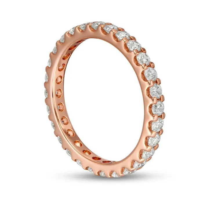 10 CT TW Natural Diamond Eternity Wedding Band in Solid 14K Rose Gold Goldia Rings 10 CT TW Natural Diamond Eternity Wedding Band in Solid 14K Rose Gold Goldia Rings