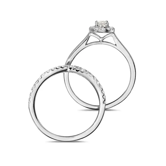 10 CT TW Oval Natural Diamond Frame CrissCross Bridal Engagement Ring Set in Solid 14K White Gold Goldia Rings 10 CT TW Oval Natural Diamond Frame CrissCross Bridal Engagement Ring Set in Solid 14K White Gold Goldia Rings