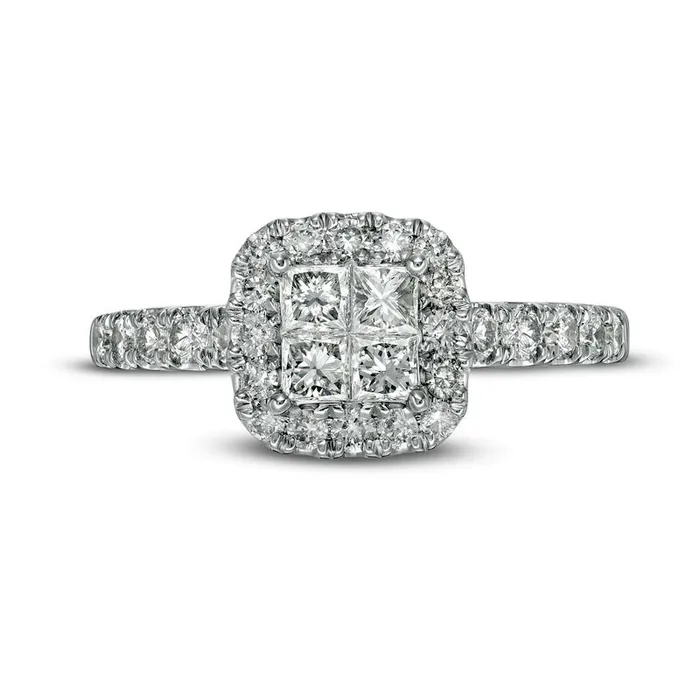 10 CT TW Quad PrincessCut Natural Diamond Frame Engagement Ring in Solid 14K White Gold Goldia Rings 10 CT TW Quad PrincessCut Natural Diamond Frame Engagement Ring in Solid 14K White Gold Goldia Rings