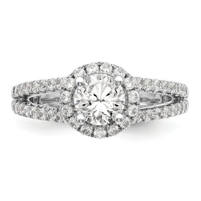 150ct CZ Solid Real 14K White Gold Round Halo Engagement Ring Goldia Rings