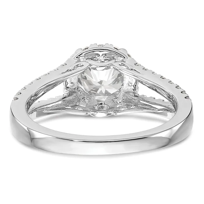 150ct CZ Solid Real 14K White Gold Round Halo Engagement Ring Goldia Rings