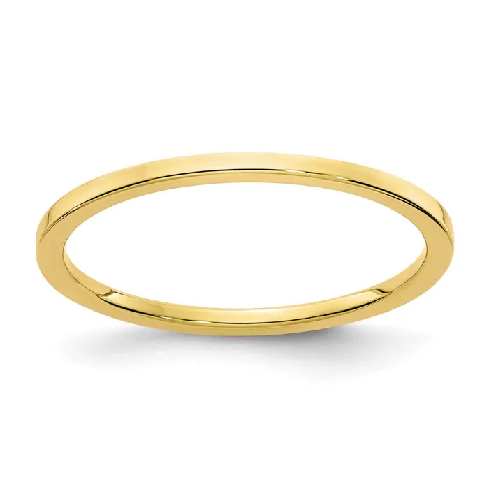 10K Gold 12mm Flat Stackable Mens Ladies Wedding Band Ring Goldia Rings