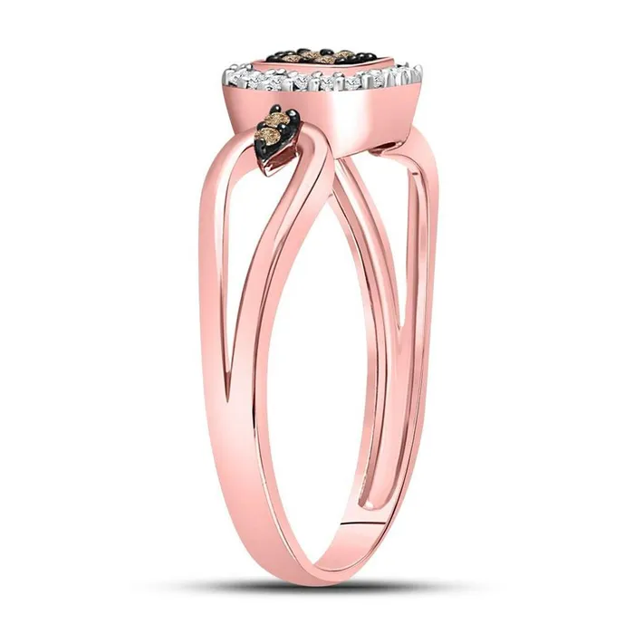 10k Rose Gold Round Brown Diamond Square Cluster Ring 18 Cttw gndatlanta Rings