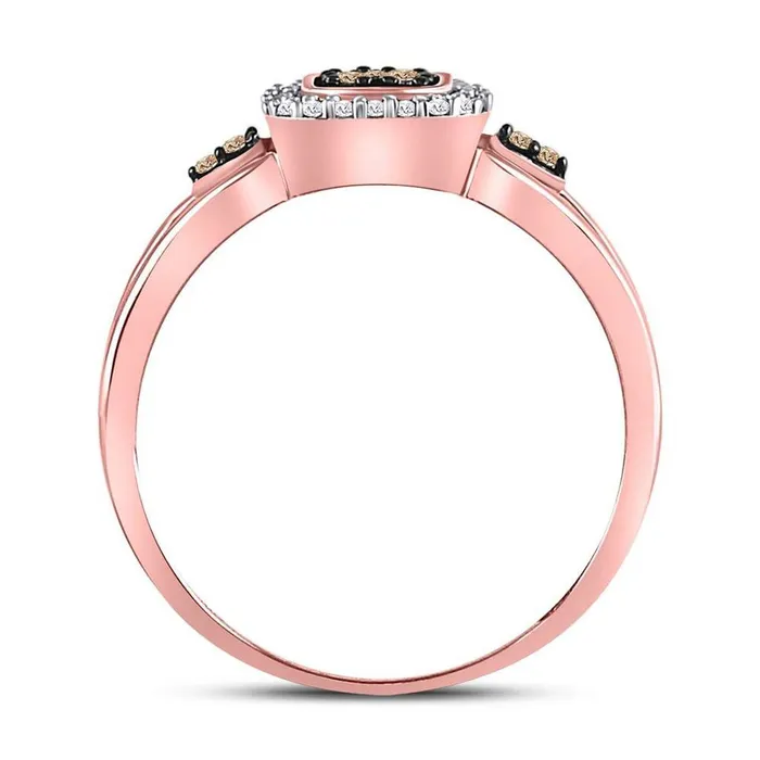 10k Rose Gold Round Brown Diamond Square Cluster Ring 18 Cttw gndatlanta Rings