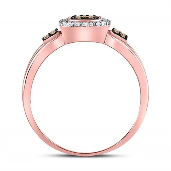 10k Rose Gold Round Brown Diamond Square Cluster Ring 18 Cttw gndatlanta Rings
