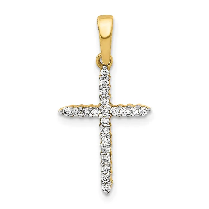 10K Yellow Gold 16ct Diamond Cross Pendant Goldiacom Necklaces