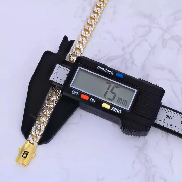 10K Yellow Gold Miami Cuban 75mm Monaco Diamond Cut Pave Chain Necklace 1830 Goldiacom Necklaces