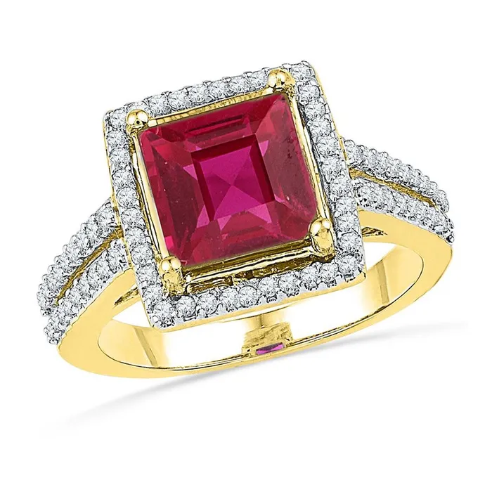10k Yellow Gold Princess Created Ruby Solitaire Diamond Ring 13 Cttw gndatlanta Rings 10k Yellow Gold Princess Created Ruby Solitaire Diamond Ring 13 Cttw gndatlanta Rings