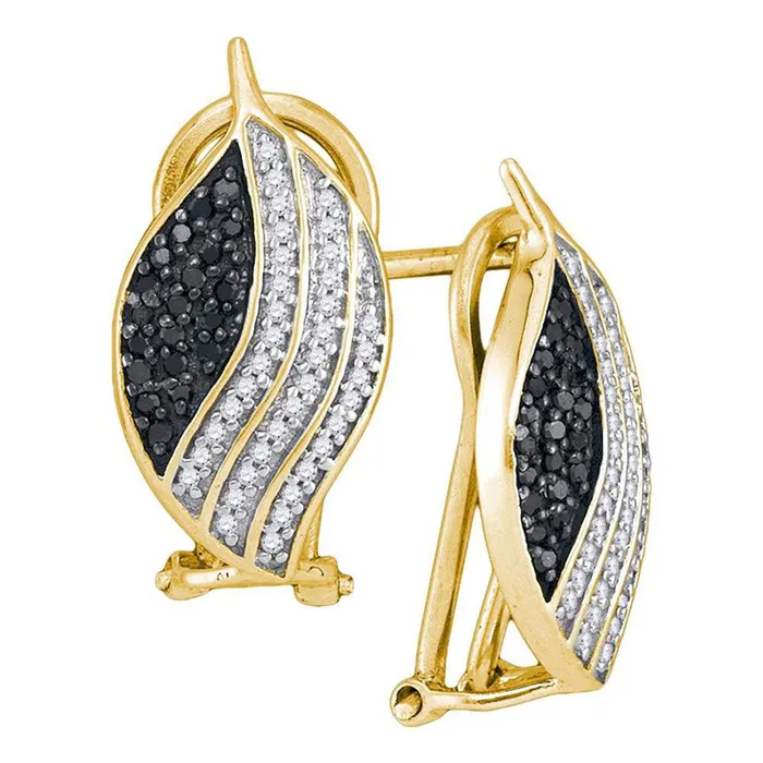 10k Yellow Gold Round Black Diamond Hoop Earrings 12 Cttw gndatlanta Earrings 10k Yellow Gold Round Black Diamond Hoop Earrings 12 Cttw gndatlanta Earrings