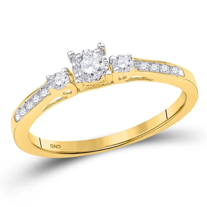 10k Yellow Gold Round Diamond 3stone Promise Ring 16 Cttw gndatlanta Rings