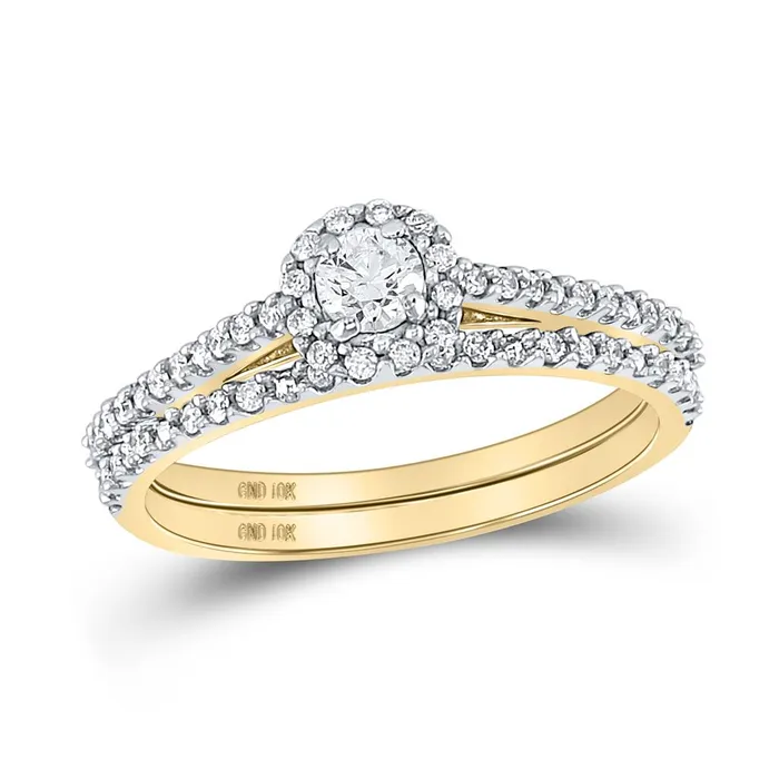 10k Yellow Gold Round Diamond Bridal Wedding Ring Set 12 Cttw Certified gndatlanta Rings