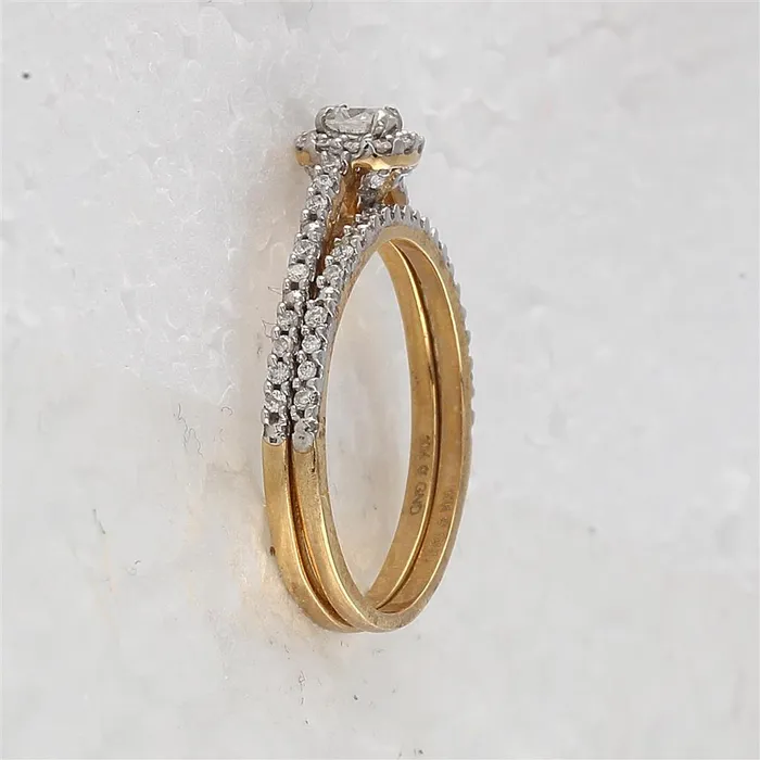 10k Yellow Gold Round Diamond Bridal Wedding Ring Set 12 Cttw Certified gndatlanta Rings