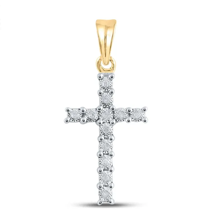 10k Yellow Gold Round Diamond Cross Pendant 120 Cttw gndatlanta Necklaces