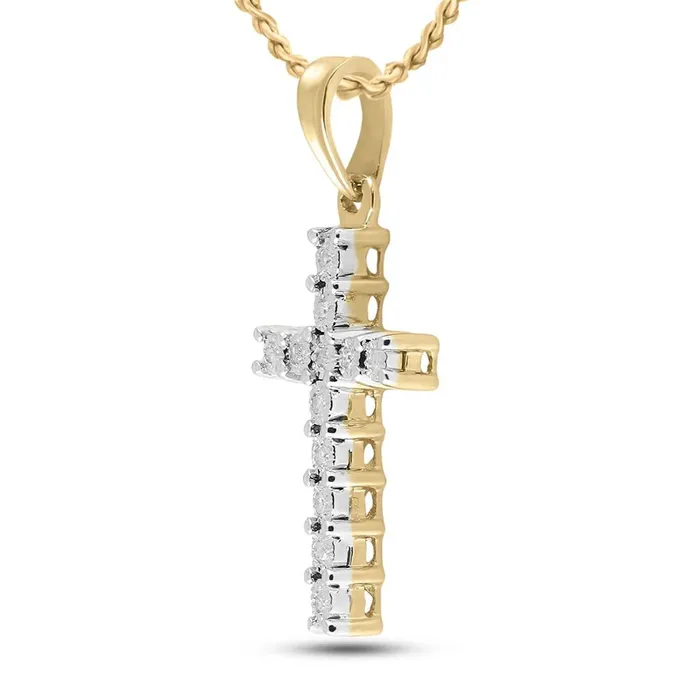 10k Yellow Gold Round Diamond Cross Pendant 120 Cttw gndatlanta Necklaces
