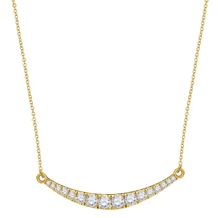 10k Yellow Gold Round Diamond Curved Bar Pendant Necklace 1 Cttw gndatlanta Necklaces 10k Yellow Gold Round Diamond Curved Bar Pendant Necklace 1 Cttw gndatlanta Necklaces
