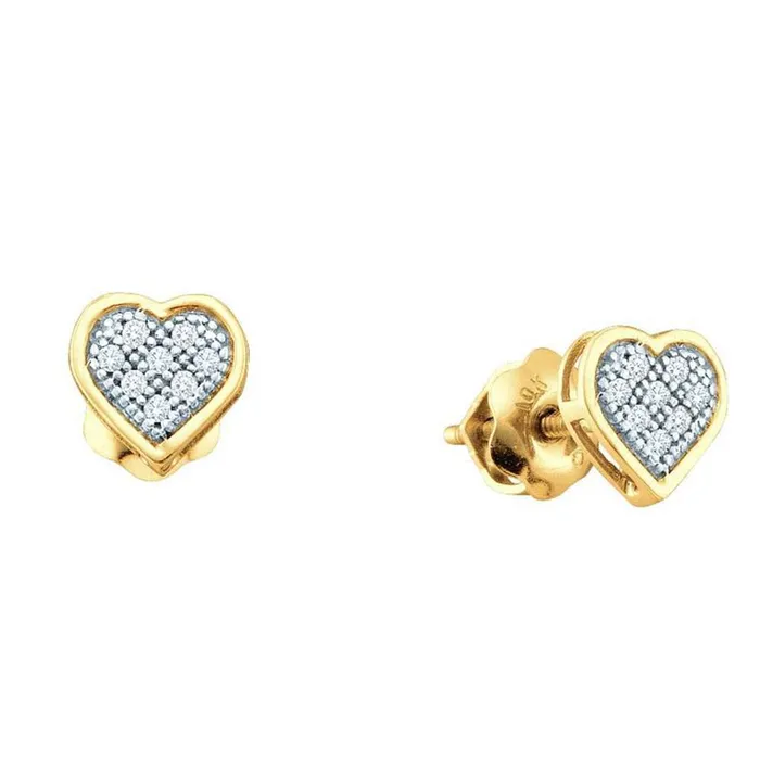 10k Yellow Gold Round Diamond Heart Stud Earrings 12 Cttw gndatlanta Earrings 10k Yellow Gold Round Diamond Heart Stud Earrings 12 Cttw gndatlanta Earrings