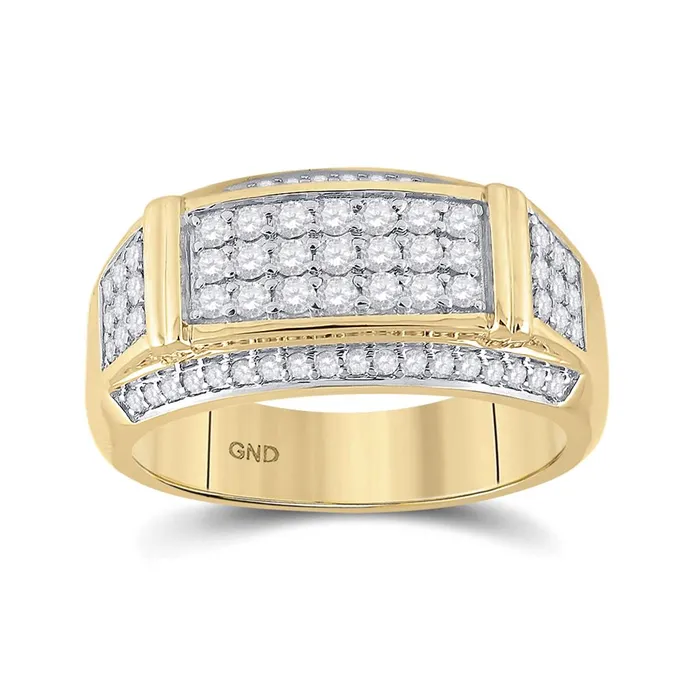 10k Yellow Gold Round Diamond Rectangle Band Ring 1 Cttw gndatlanta Rings 10k Yellow Gold Round Diamond Rectangle Band Ring 1 Cttw gndatlanta Rings