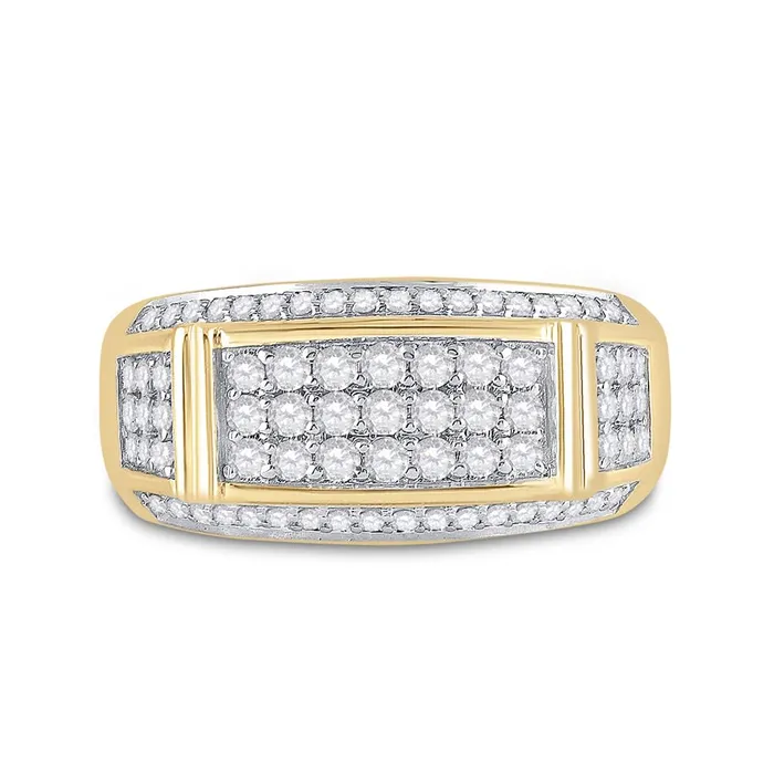 10k Yellow Gold Round Diamond Rectangle Band Ring 1 Cttw gndatlanta Rings