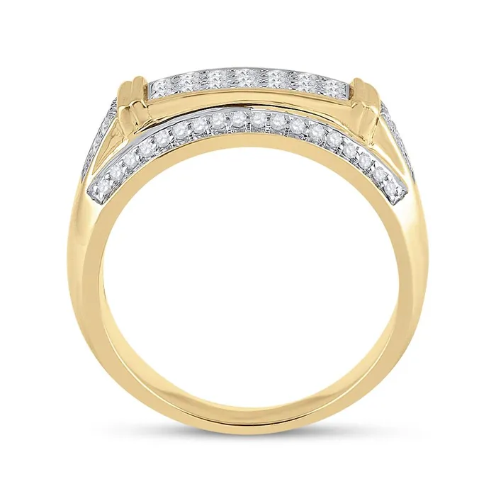 10k Yellow Gold Round Diamond Rectangle Band Ring 1 Cttw gndatlanta Rings