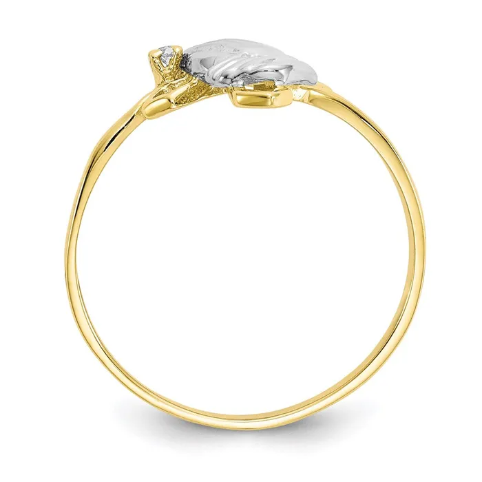 10K Yellow Gold u0026 Rhodium Praying Hands CZ wCross Ring Goldia Rings