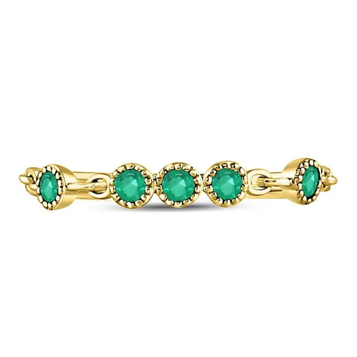 10kt Yellow Gold Round Emerald Dot Stackable Band Ring 120 Cttw gndatlanta Rings 10kt Yellow Gold Round Emerald Dot Stackable Band Ring 120 Cttw gndatlanta Rings