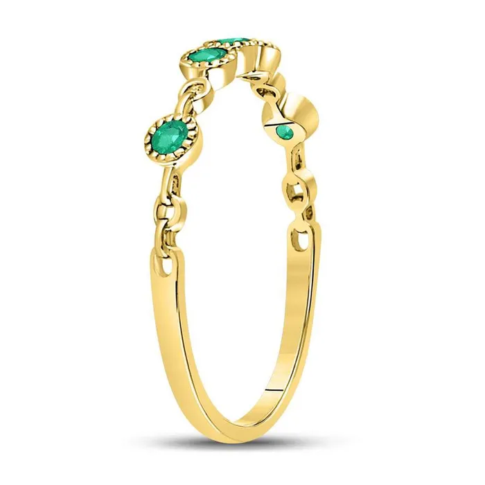 10kt Yellow Gold Round Emerald Dot Stackable Band Ring 120 Cttw gndatlanta Rings