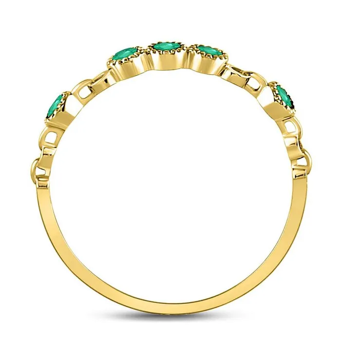 10kt Yellow Gold Round Emerald Dot Stackable Band Ring 120 Cttw gndatlanta Rings