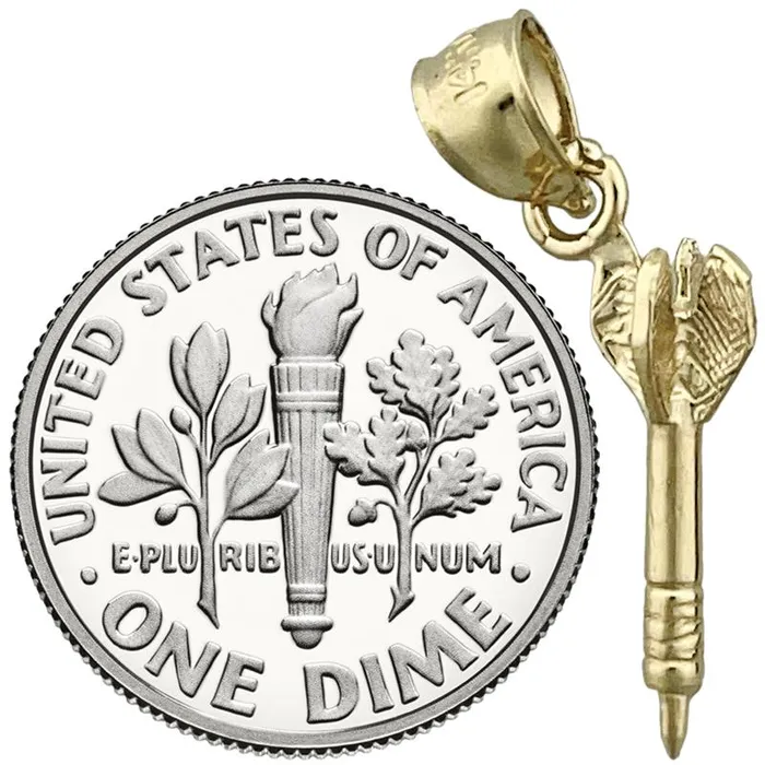 14K Gold 3D Dart Charm Goldia Charm Necklaces