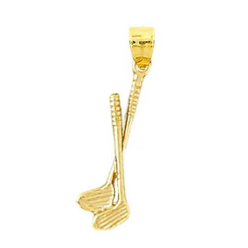 14K Gold 3D Golf Clubs Charm Goldia Charm Necklaces