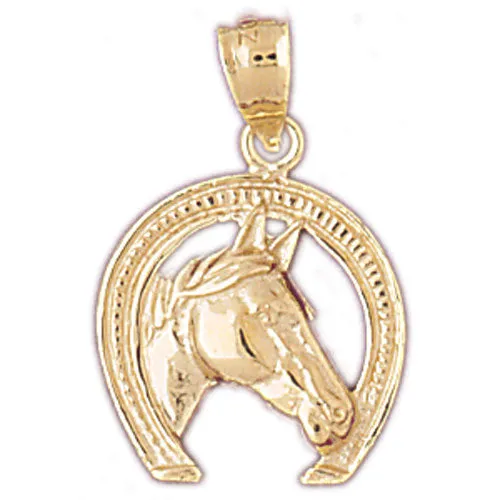 14K Gold Horse head Horseshoe Charm Goldia Charm Necklaces