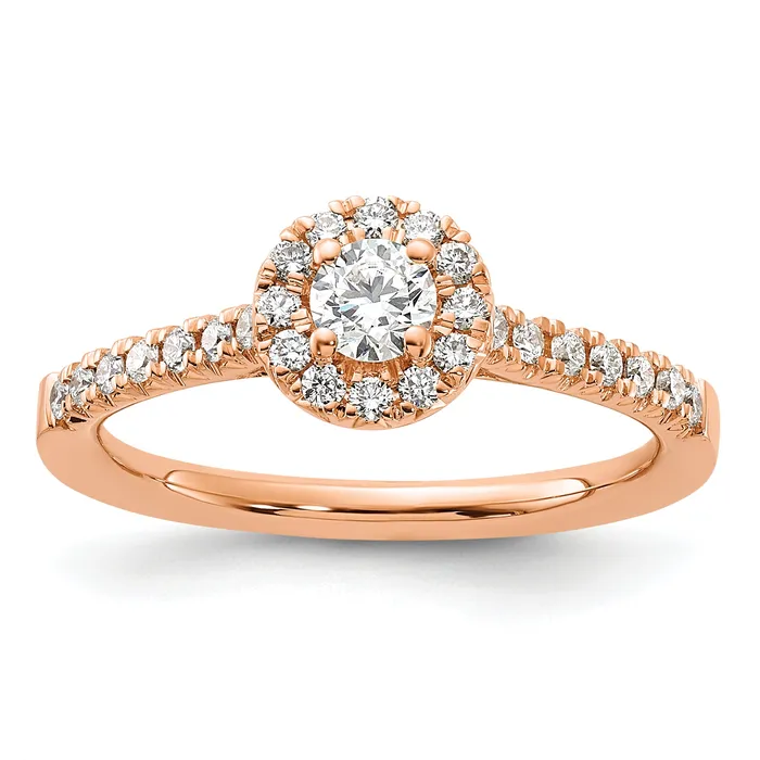 14k Rose Gold 12 Ct Lab Grown Diamond VSSI G Round Halo Engagement Ring Goldia Rings 14k Rose Gold 12 Ct Lab Grown Diamond VSSI G Round Halo Engagement Ring Goldia Rings