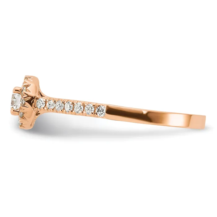 14k Rose Gold 12 Ct Lab Grown Diamond VSSI G Round Halo Engagement Ring Goldia Rings