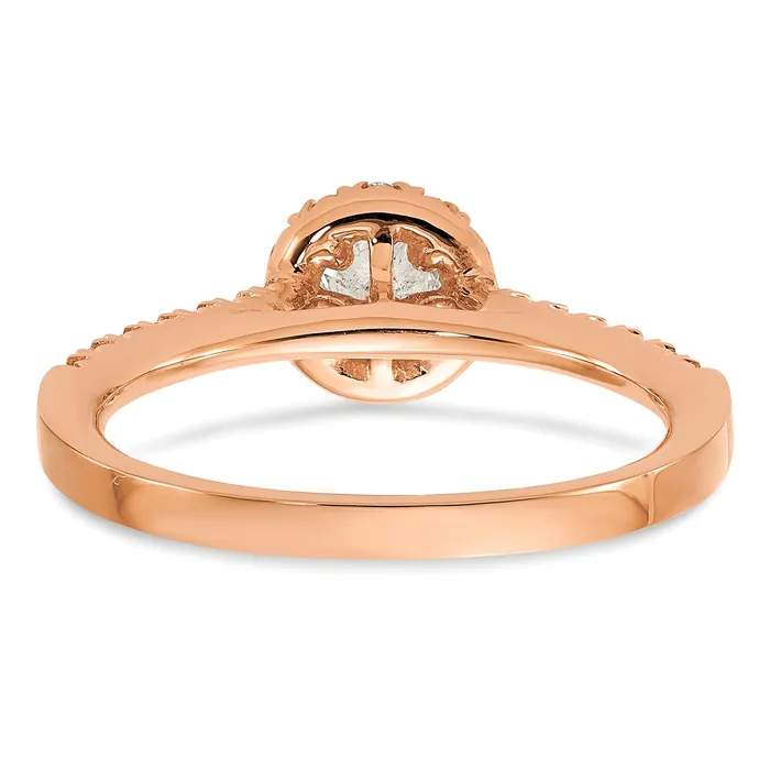 14k Rose Gold 12 Ct Lab Grown Diamond VSSI G Round Halo Engagement Ring Goldia Rings