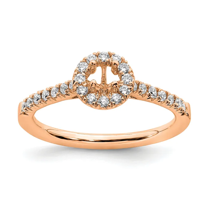 14k Rose Gold 12 Ct Lab Grown Diamond VSSI G Round Halo Engagement Ring Goldia Rings