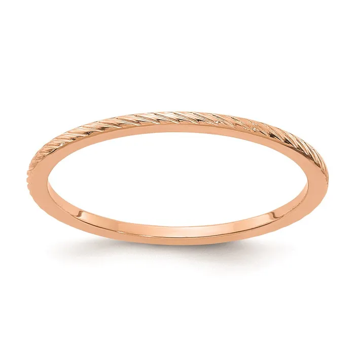 14K Rose Gold 12mm Twisted Wire Pattern Stackable Band Goldia Rings