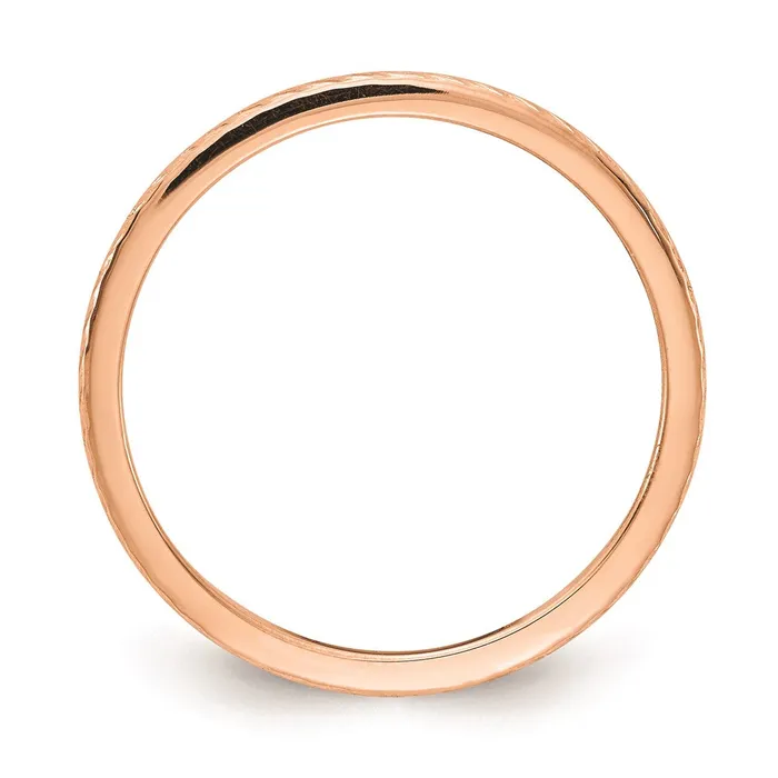 14K Rose Gold 12mm Twisted Wire Pattern Stackable Band Goldia Rings
