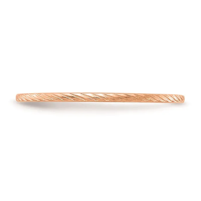 14K Rose Gold 12mm Twisted Wire Pattern Stackable Band Goldia Rings
