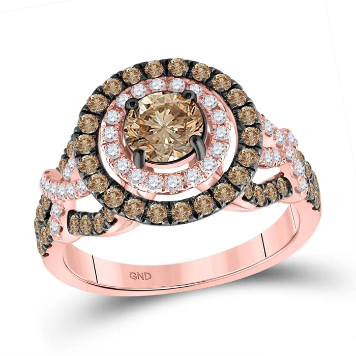 14k Rose Gold Round Brown Diamond Solitaire Bridal Engagement Ring 134 Cttw gndatlanta Rings 14k Rose Gold Round Brown Diamond Solitaire Bridal Engagement Ring 134 Cttw gndatlanta Rings