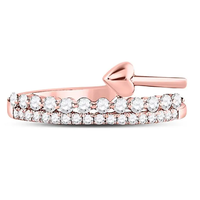 14k Rose Gold Round Diamond Fashion Heart Ring 38 Cttw gndatlanta Rings