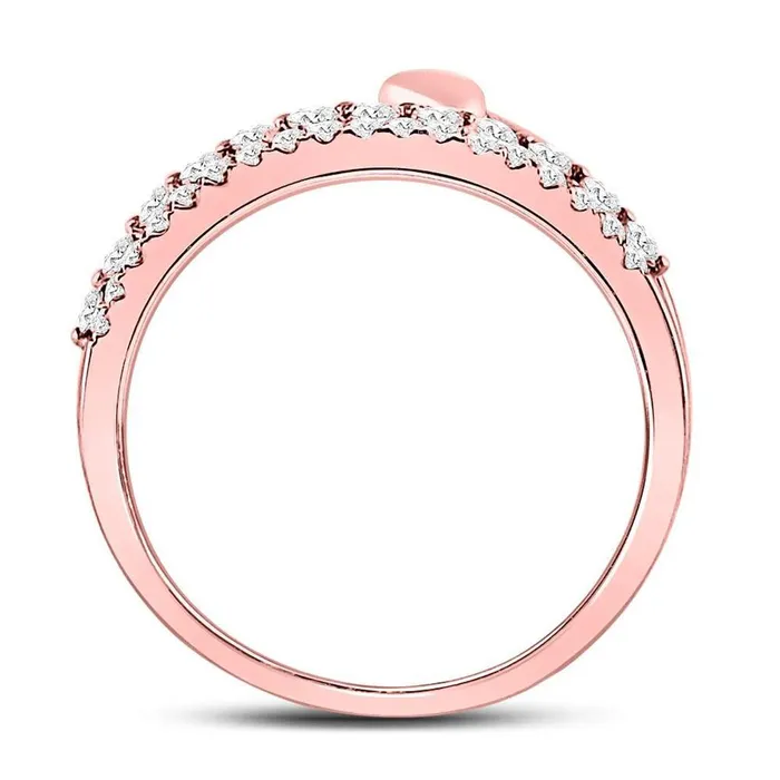14k Rose Gold Round Diamond Fashion Heart Ring 38 Cttw gndatlanta Rings