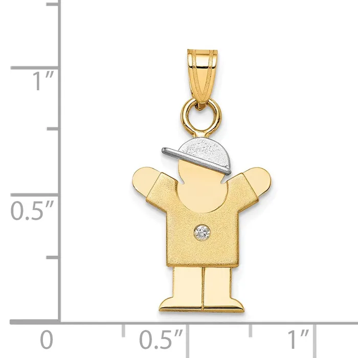 14k Two tone AA Diamond kid pendant Goldiacom Rings