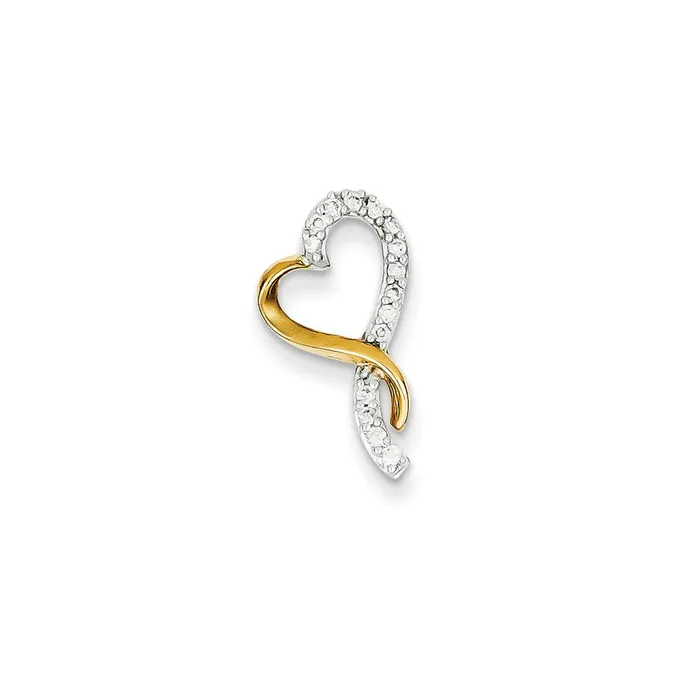 14k TwoTone Gold Real Diamond Heart Chain Slide Goldia Rings