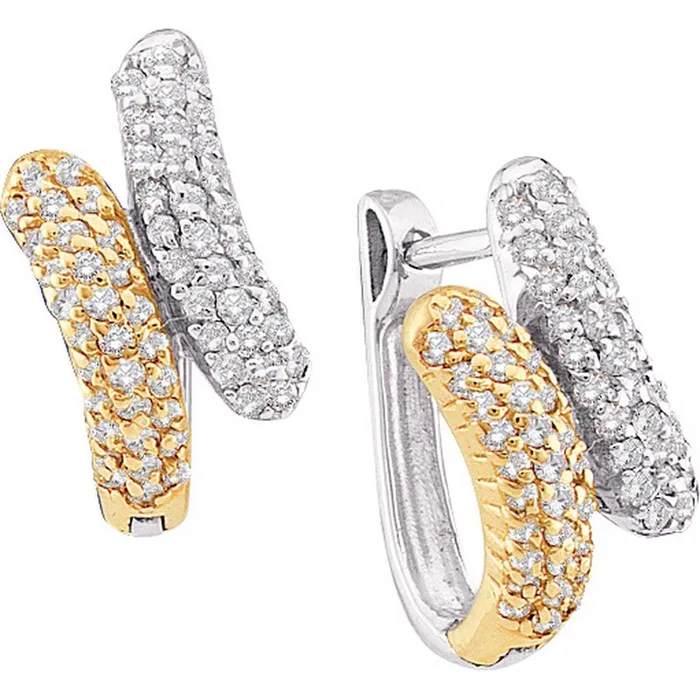 14k Twotone Gold Round Diamond Bypass Huggie Earrings 12 Cttw gndatlanta Earrings 14k Twotone Gold Round Diamond Bypass Huggie Earrings 12 Cttw gndatlanta Earrings