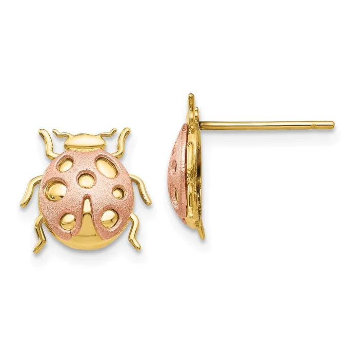 14k Twotone Gold Twotone Gold Ladybug Post Earrings Goldia Earrings